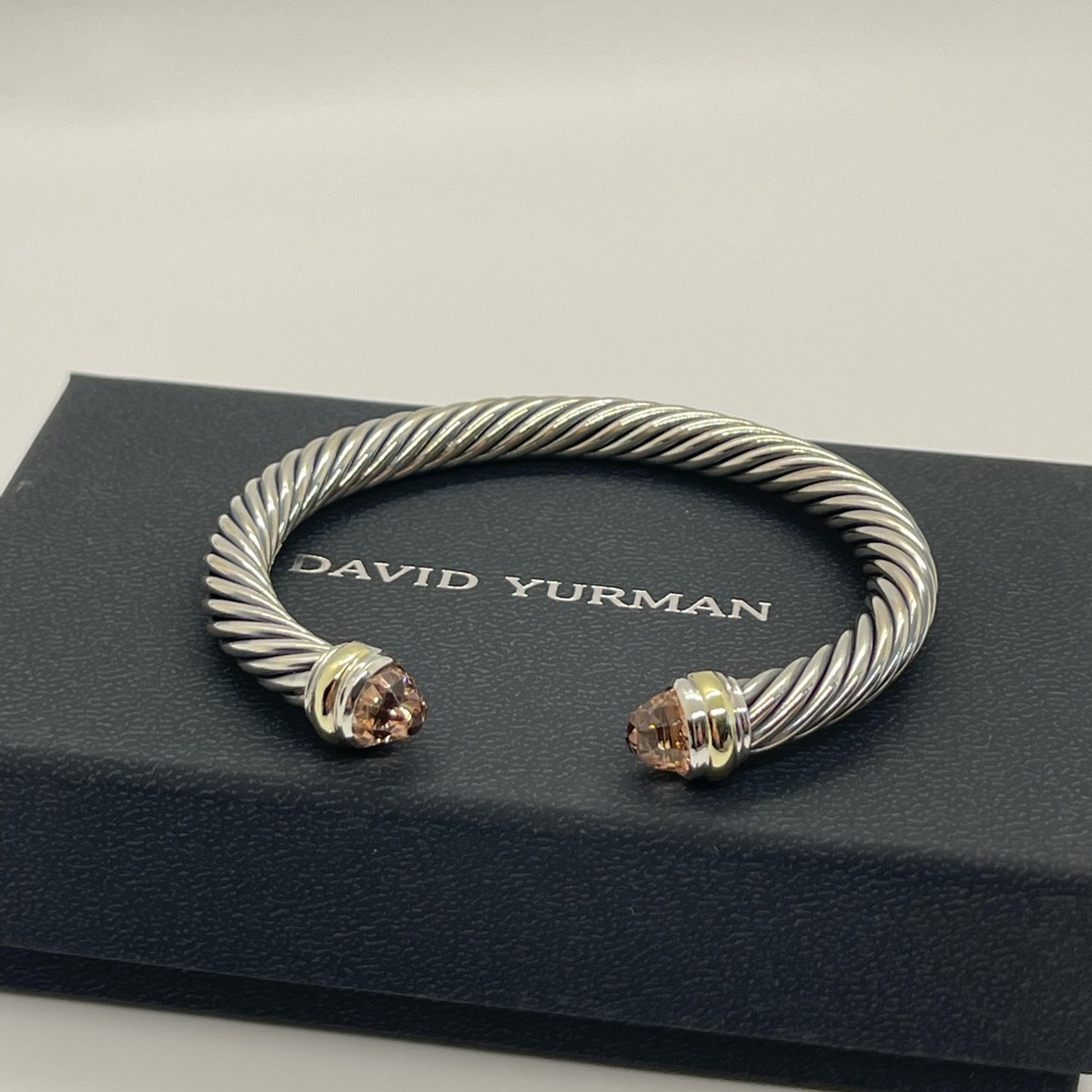 David Yurman Cable Classic 7mm Bracelet with Morganite and 14k Gold